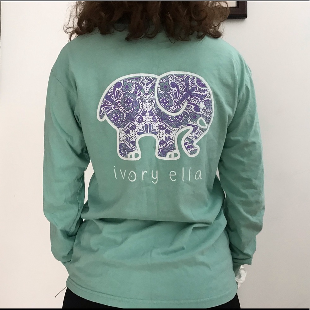 Turquoise Ivory Ella long sleeve tee shirt.